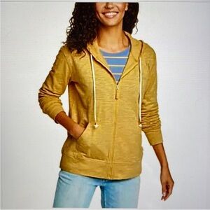Eddie Bauer Lightweight Yellow Zip Cotton Hoodie. Sz Large